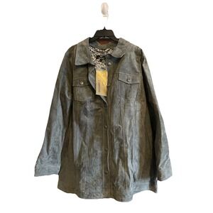 Dennis Basso NWT Women's Washable Leather Suede Gray Jacket Coat Size 3X NWT